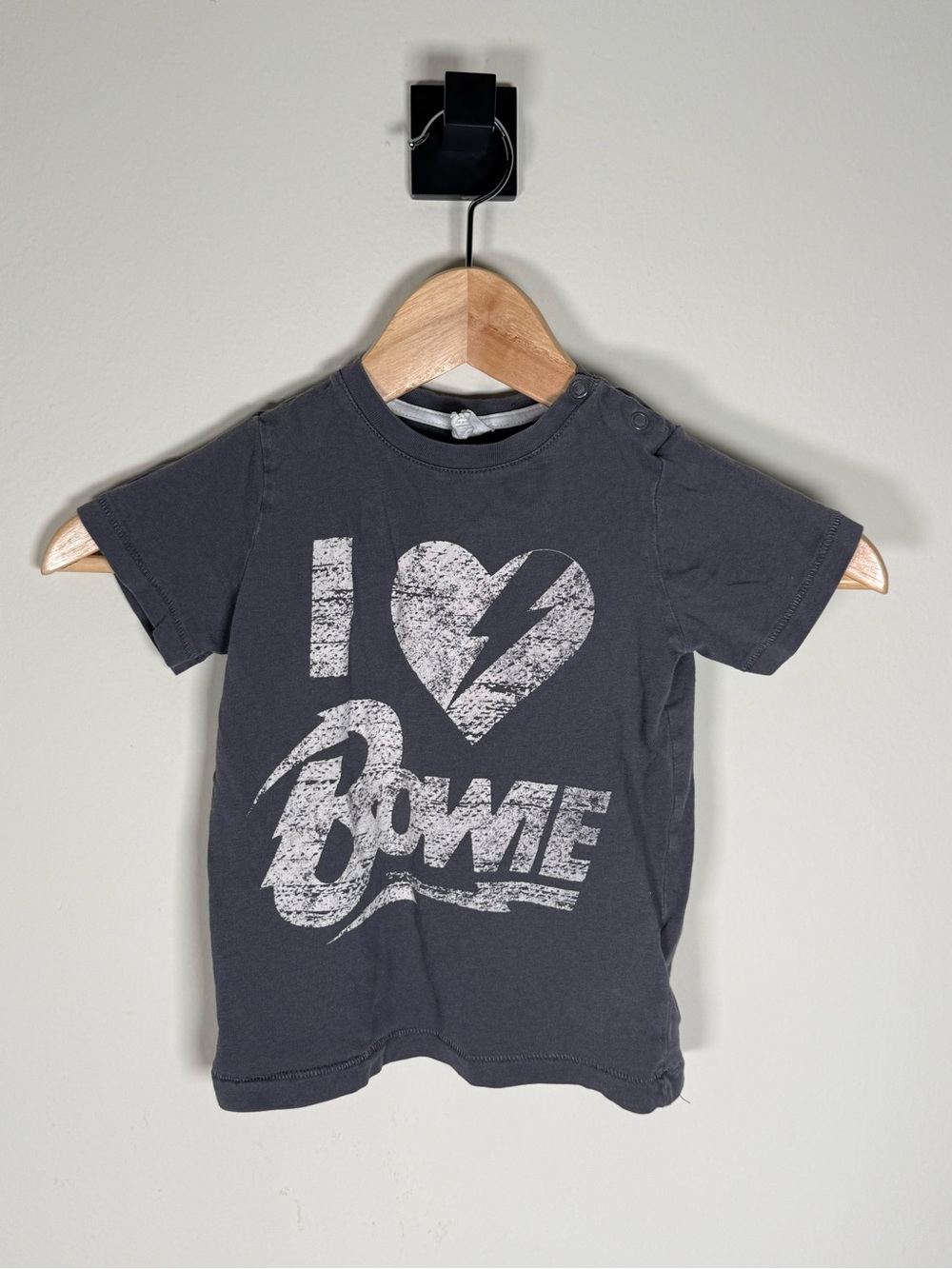 H&M Charcoal Short Sleeve 'I ♥ Bowie' Graphic Tee